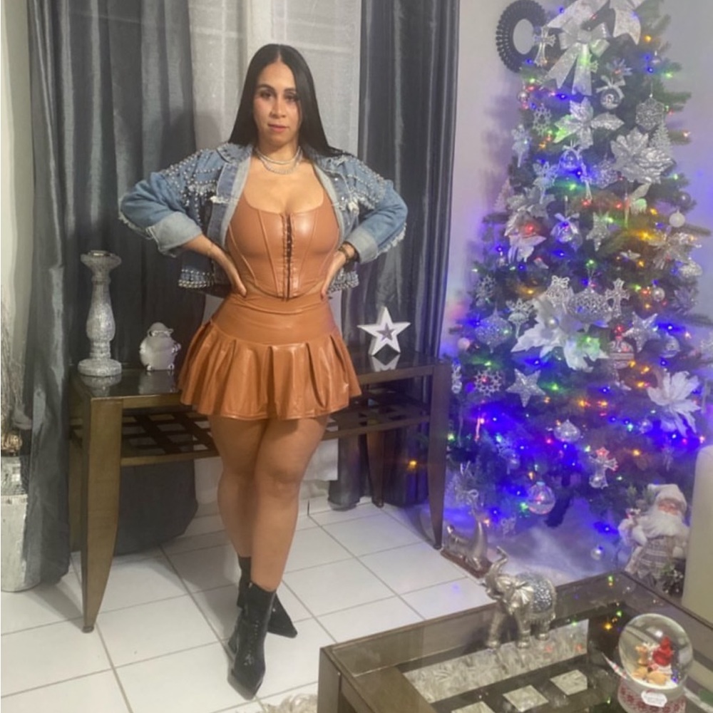 Leather skort set